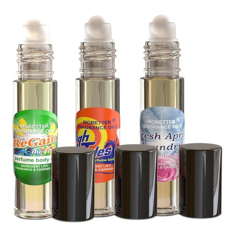 MOBETTER Fragrance Oils - Laundry Day Body Oil Perfume Set | Regain, High Tides & Fresh April Roll-On