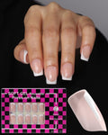 SUPNAIL Press on Nails,French tip Short Square, 19 Sizes, 38 Pieces,Fake Nails with Brush-on Glue & Adhesive Tabs (Classic French)