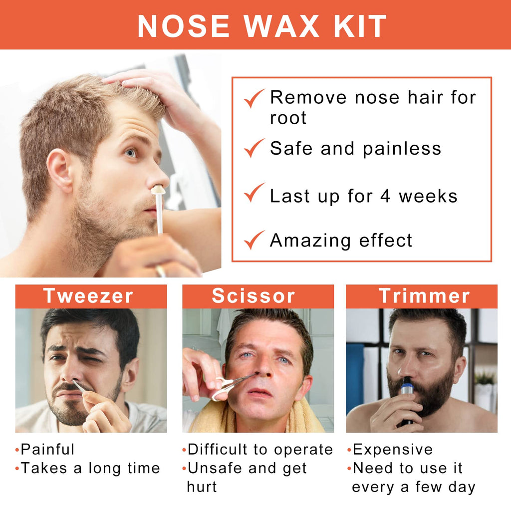 ANREACHO Nose Wax Kit for Men and Women, 100g Nose Hair Wax with 20 Applicators, Ear Hair Removal for Men at Home Safe Easy Quick & Painless (15-20 Times Usage)