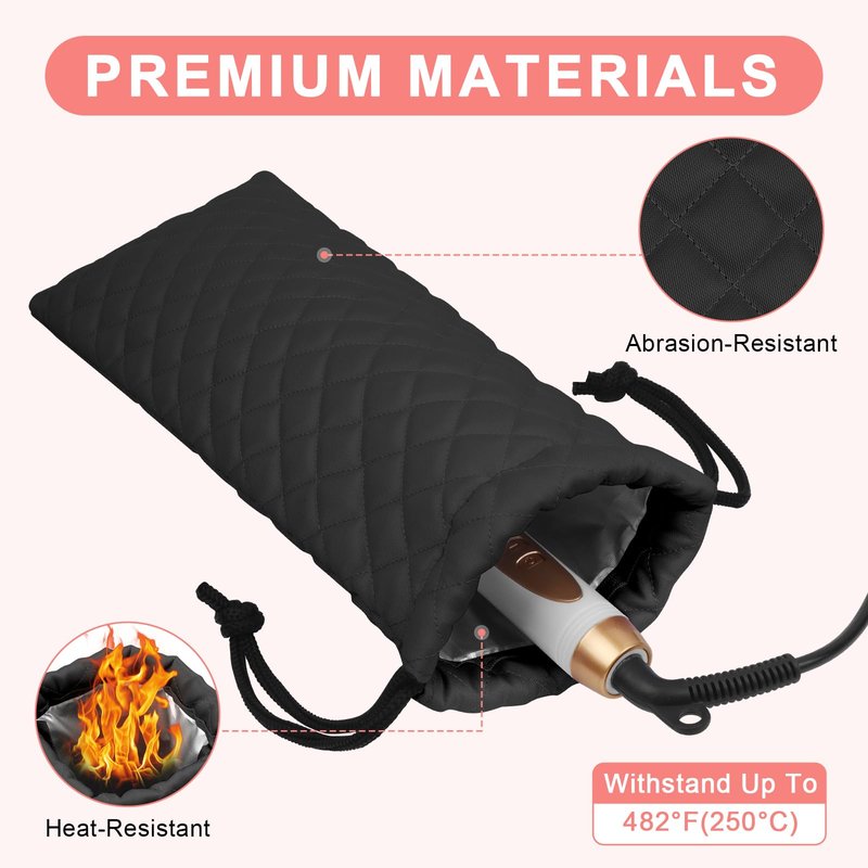 Youlyveaw Professional Hot Hair Tools Organizer Cover Bag Heat Resistant Travel Drawstring Storage Case Pouch for Curling Irons, Flat Irons, Hair Straighteners and Styling Tools(14.2" x 5.9")