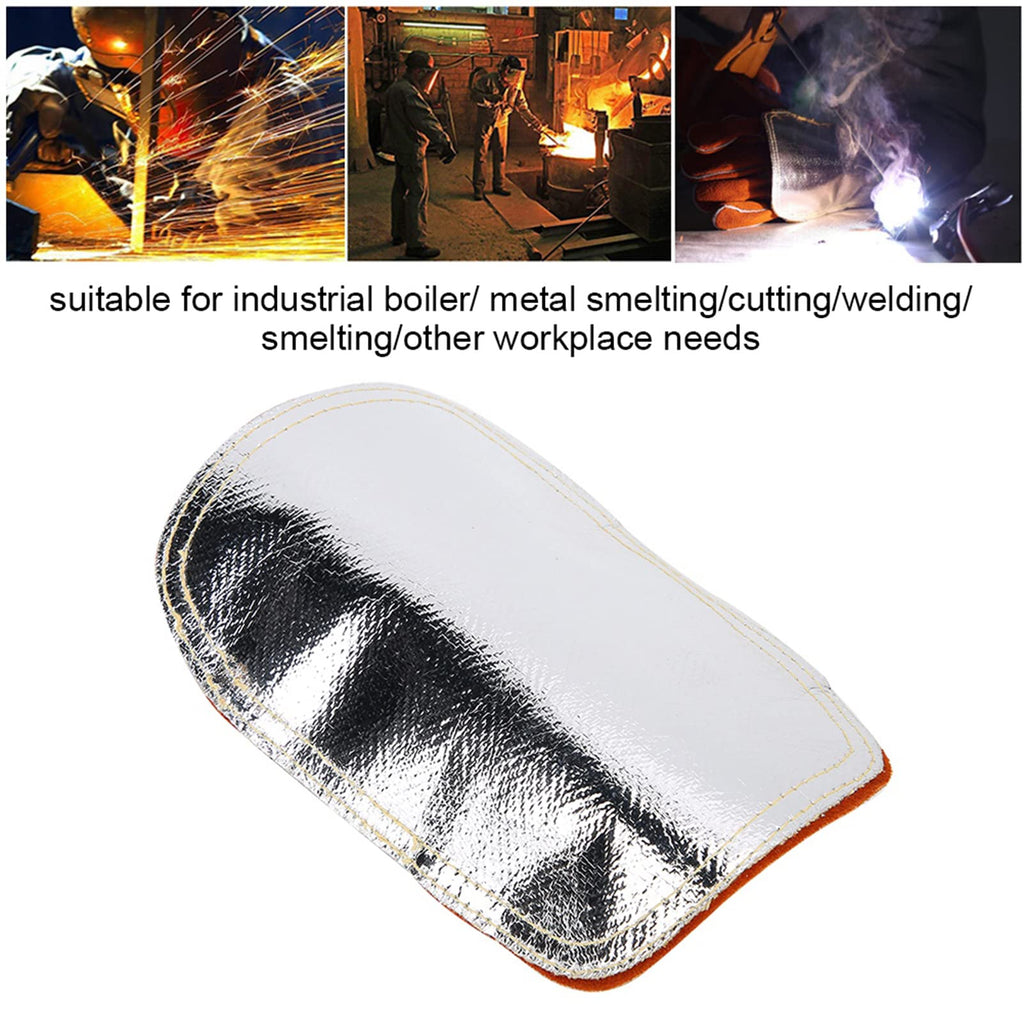 Dioche High Temperature Hand Guard Gloves, Heat-Resistant Split Leather with Aluminized Back, Welding Hand Pad for Protection