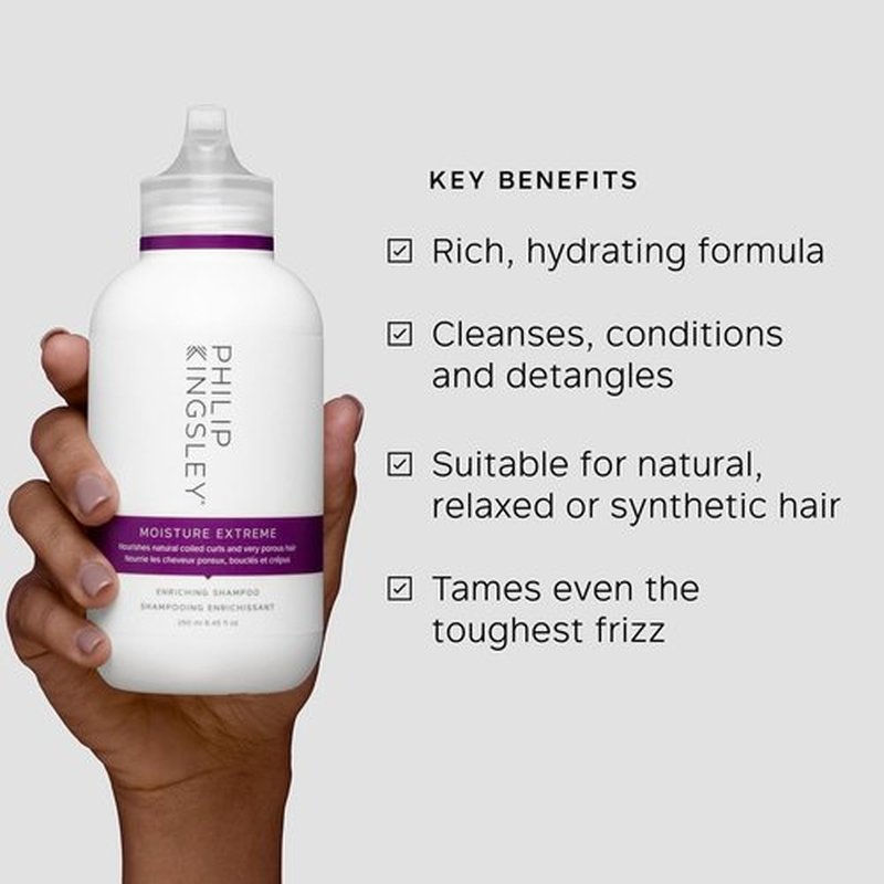 PHILIP KINGSLEY | Moisture Extreme Shampoo | Hydrates & Adds Shine for Curly, Dry Hair | 8.4oz