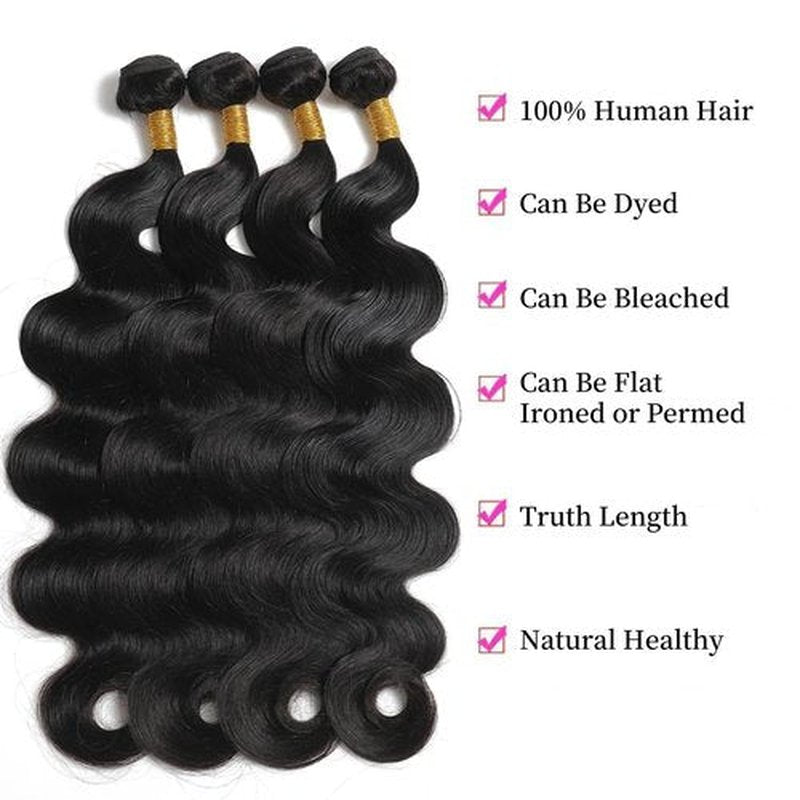 Bundles Human Hair Body Wave Human Hair Bundles 18 20 22 24 Inch Unprocessed Brazilian Virgin Hair Body Wave Bundles Human Hair 4 Bundle Human Hair Extensions Human Hair
