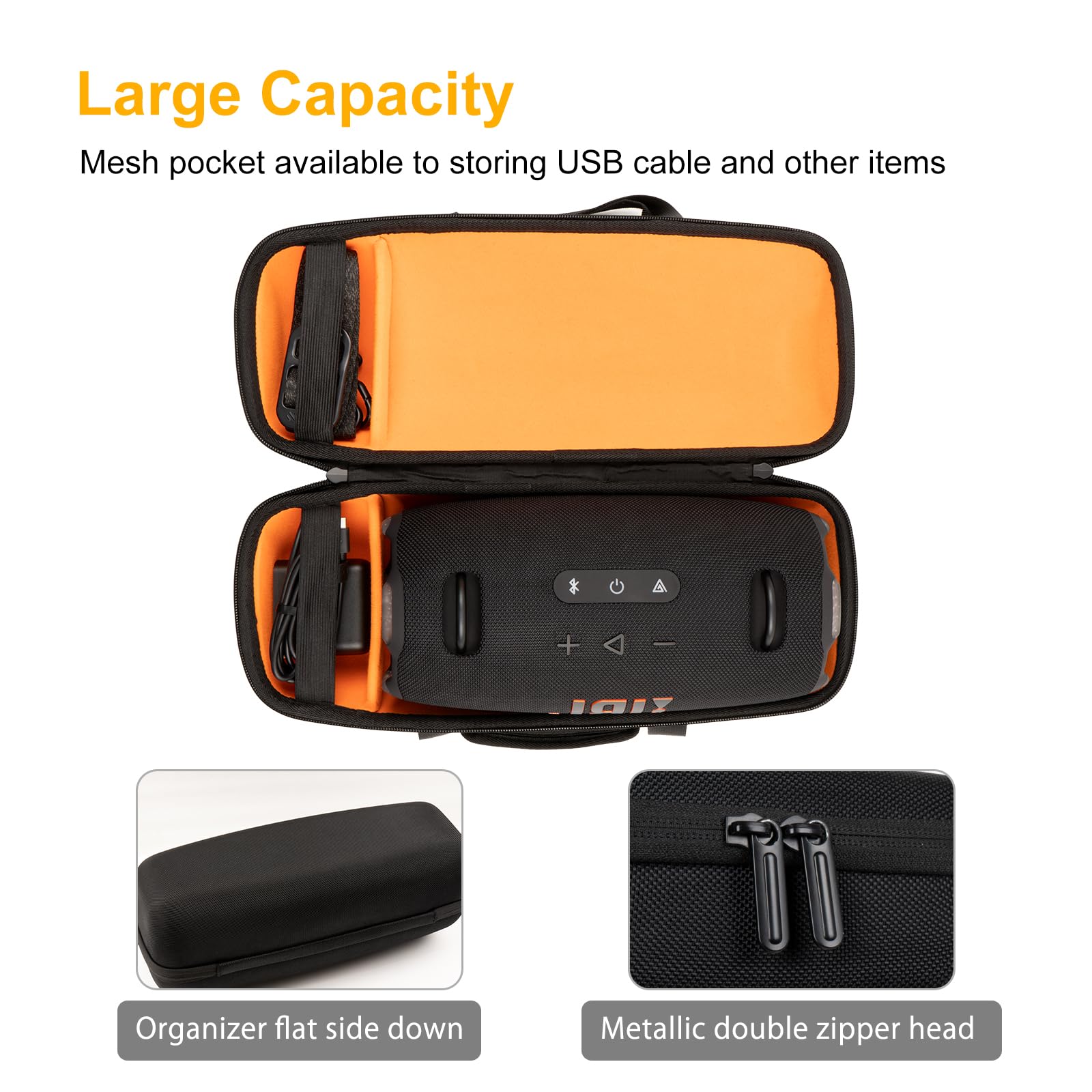 Hard Case Compatible with JBL Xtreme 4/Xtreme 3 Bluetooth Speaker,Travel Carrying Storage Holder Bag with Replacement Shoulder Strap Fit for Charger Adapter and Accessories (Black)
