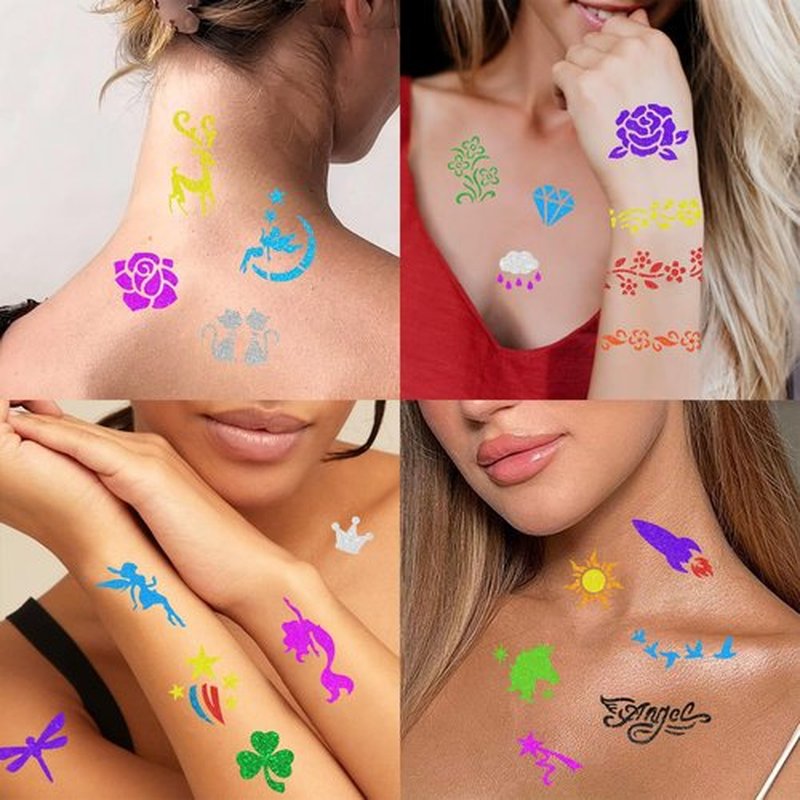 Temporary Tattoo Markers for Skin, 12 Metallic Markers + 160 Tattoo Stencils, Tattoo Markers for Kids Adults Women Teens Body Markers, Cosmetic Tattoo Pens for Skin DIY Body Art Face Painting