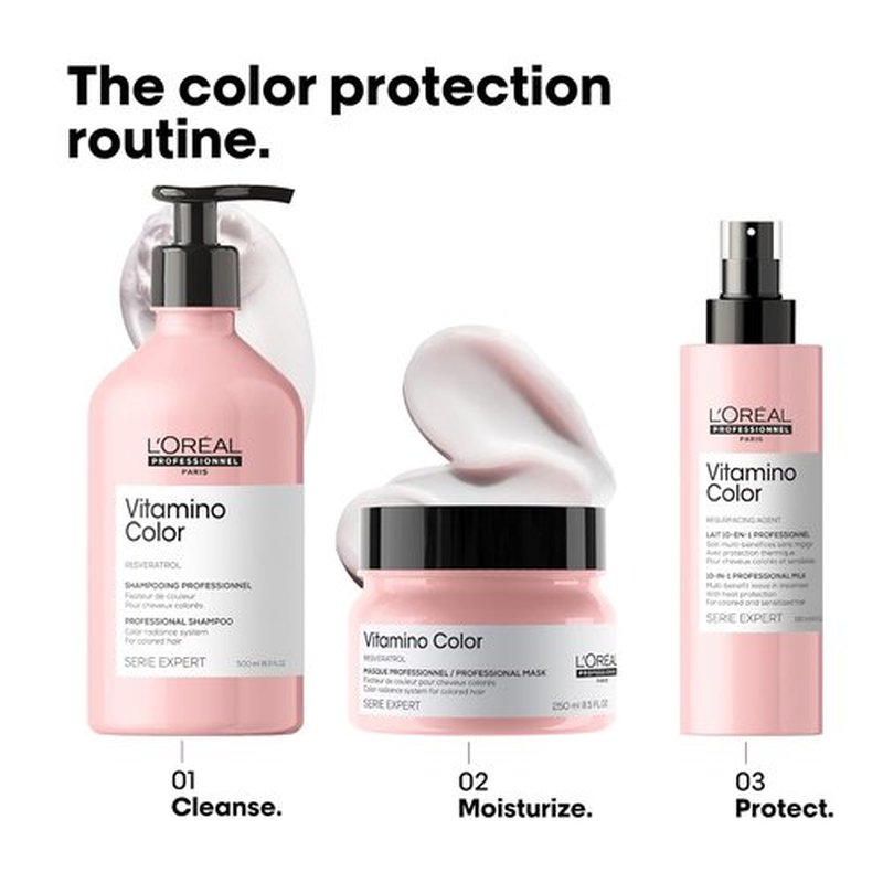L'Oréal Professionnel Paris Vitamino Color Leave-In Spray - 10-in-1 Heat Protectant & Frizz Control for Color-Treated Hair
