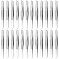 24 Pcs Bulk Tweezers, 3.5 In Stainless Steel, Slanted Tips