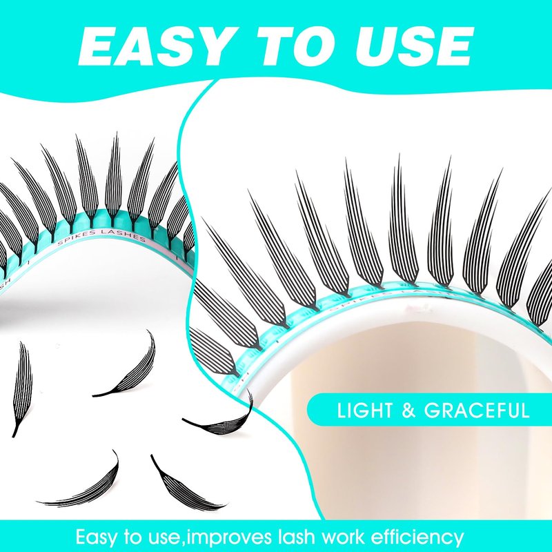 VAVALASH Premade Anime Chunk Lash Extensions,Comic Spire Lashes 0.07 C/D Curl, Matte Black Manga Lash Look Eyelash Extensions,Professional Salon Use Premade Spire Lashes(0.07-D-8-15mm)