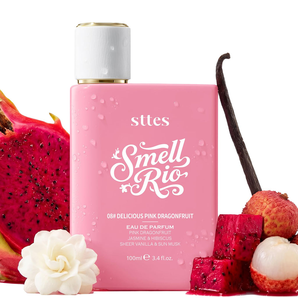 Sttes Smell Rio 08# (Delicious Pink Dragonfruit) Eau de Parfum for Women, Fruity Floral Perfume with Pink Dragonfruit, Lychee, Jasmine, Hibiscus, Vanilla & Sun Musk, 100ml/3.4 Fl Oz