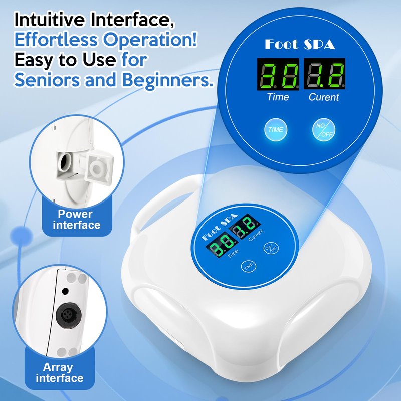 Upgrade Ionic Foot Bath Detox Machine - Ionic Detox Foot Bath, Foot Detox Machine, Touch ON/OFF, LCD & Timer for Home Use Beauty Salon (2 Arrays,100 Liners,1 Blue Bag)