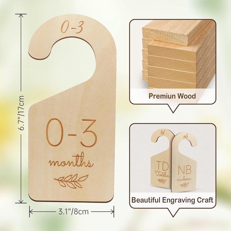 Baby Closet Dividers - Wooden Size Organizers for Newborn to Toddler | Double-Sided Gender Neutral