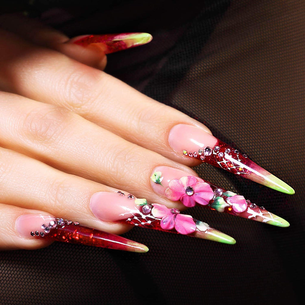 600 Pcs Stiletto Nail Tips for Acrylic Nails Long False Nails Clear Fakes Nails Half Cover False Nail Tips