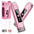 Dual Head Electric Bikini Trimmer for Women: IPX7 Waterproof Lady Shaver with LED Display - Rechargeable Pubic & Body Hair Razor - Rococo Pink