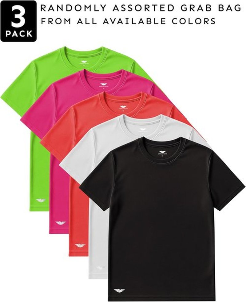 American Heaven Men's Crew Neck Mesh T-Shirts - Dry Fit Athletic Gym Tops | Multi-Pack Colors