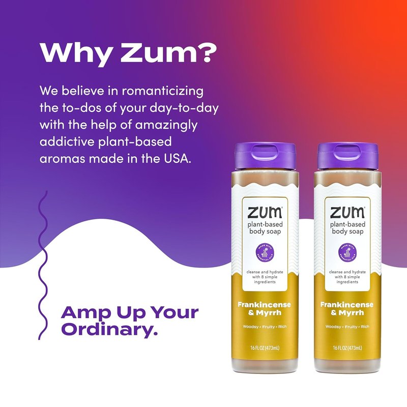 Zum Body Soap - Frankincense & Myrrh Scent - 16 Fl Oz | 2 Pack for Nourishing Skin