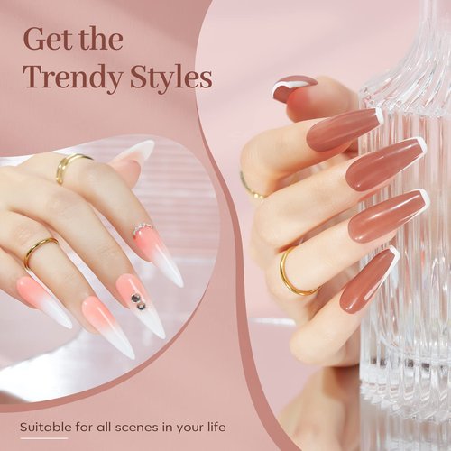 modelones Poly Nail Gel Set, 6 Colors Nude Pink Brown Daily Collection Poly Extension Gel Set Builder Manicure DIY Design Nail Art Home Salon Beauty Gift