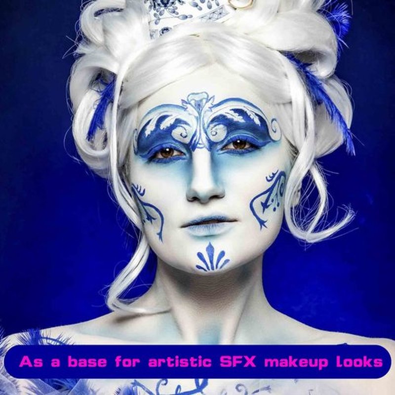 MEICOLY White Cream Face Body Paint,2.37Oz Large Tube Clown White Makeup,Water Based Full Body Paint for Adults and Kids,Halloween SFX Skull Joker Zombie Vampire Skeleton Goth Cosplay Mime Makeup