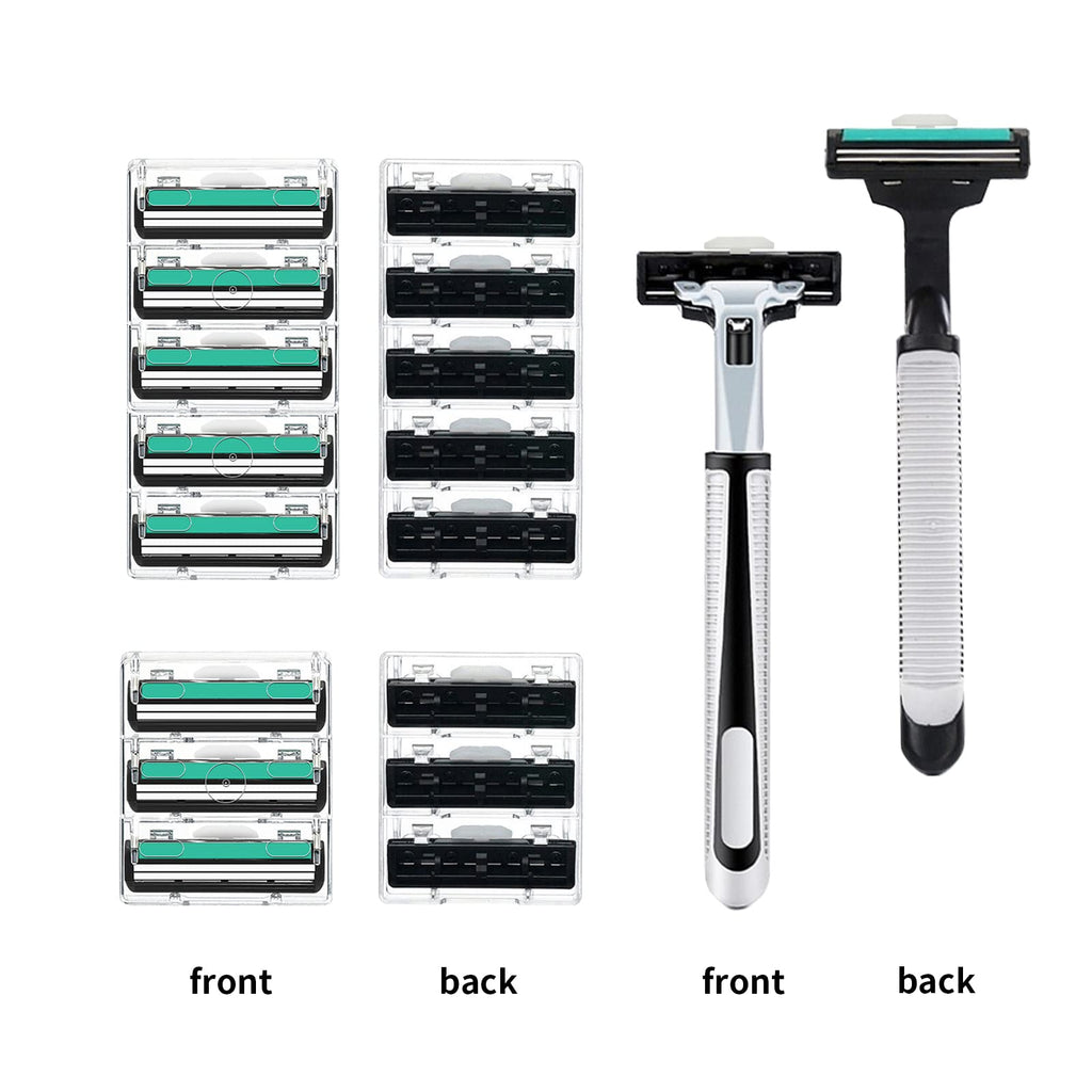 Razors for men Shaving,2-Blade mens Razor Cartridges Includes 1 Handles and 48 Replaceable razor head, With Lubricating Strip - Compatible With Atra Razor Handles（48 Cartridges reffills）