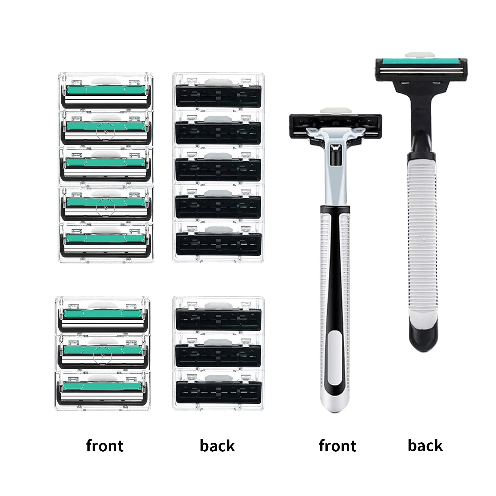 Razors for men Shaving,2-Blade mens Razor Cartridges Includes 1 Handles and 48 Replaceable razor head, With Lubricating Strip - Compatible With Atra Razor Handles（48 Cartridges reffills）