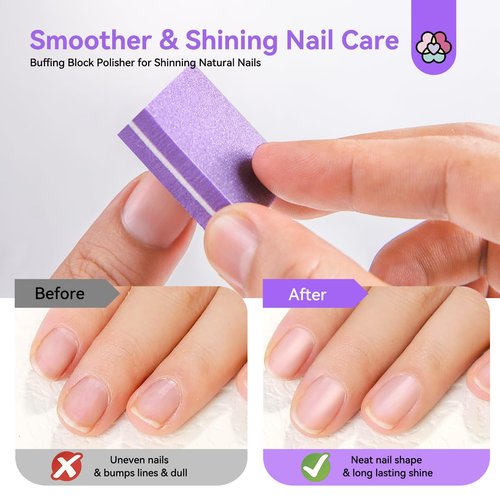SAVILAND Nail Buffer Block Files for Manicure : Double-Sided 80 100 Grit Nail Buffer Block 150Pcs Washable Nail Buffer Shine Kit for Salon Shaping Polishing Mini Nail Buffer for Natural Acrylic Nails