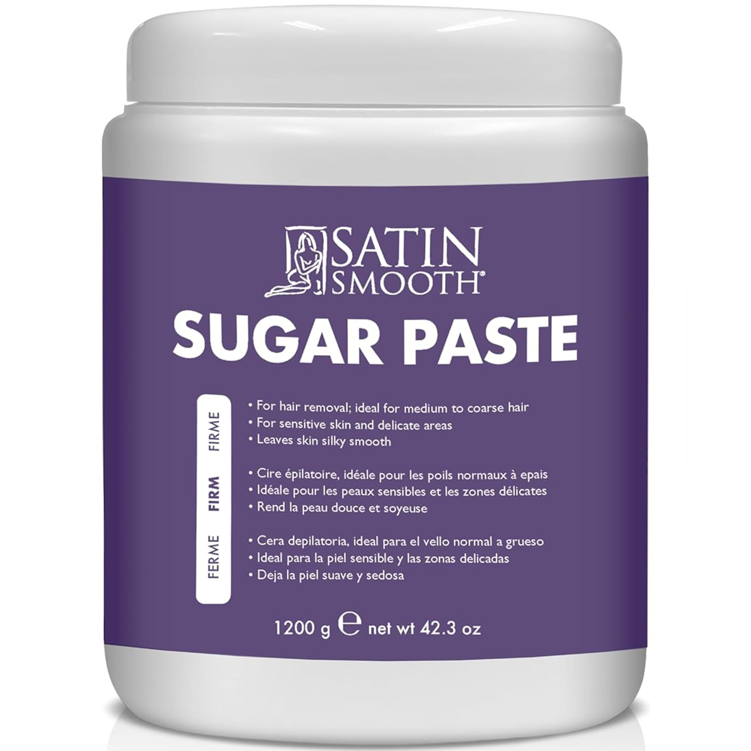 Satin Smooth Firm Sugar Paste – Natural Sugaring Hair Removal for Sensitive Skin, Bikini & Delicate Areas, 42.3 oz