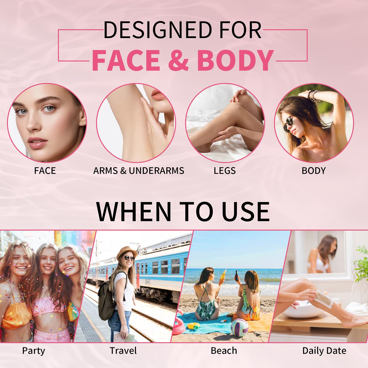 Wax Strips, 40 Pcs Wax Strips For Face & Body, Waxing Strips For Hair Removal At Home For Facial, Arms, Legs, Underarms, Bikini, Back, Women And Men (20*Big, 20*Small，4*Oil Wipes)