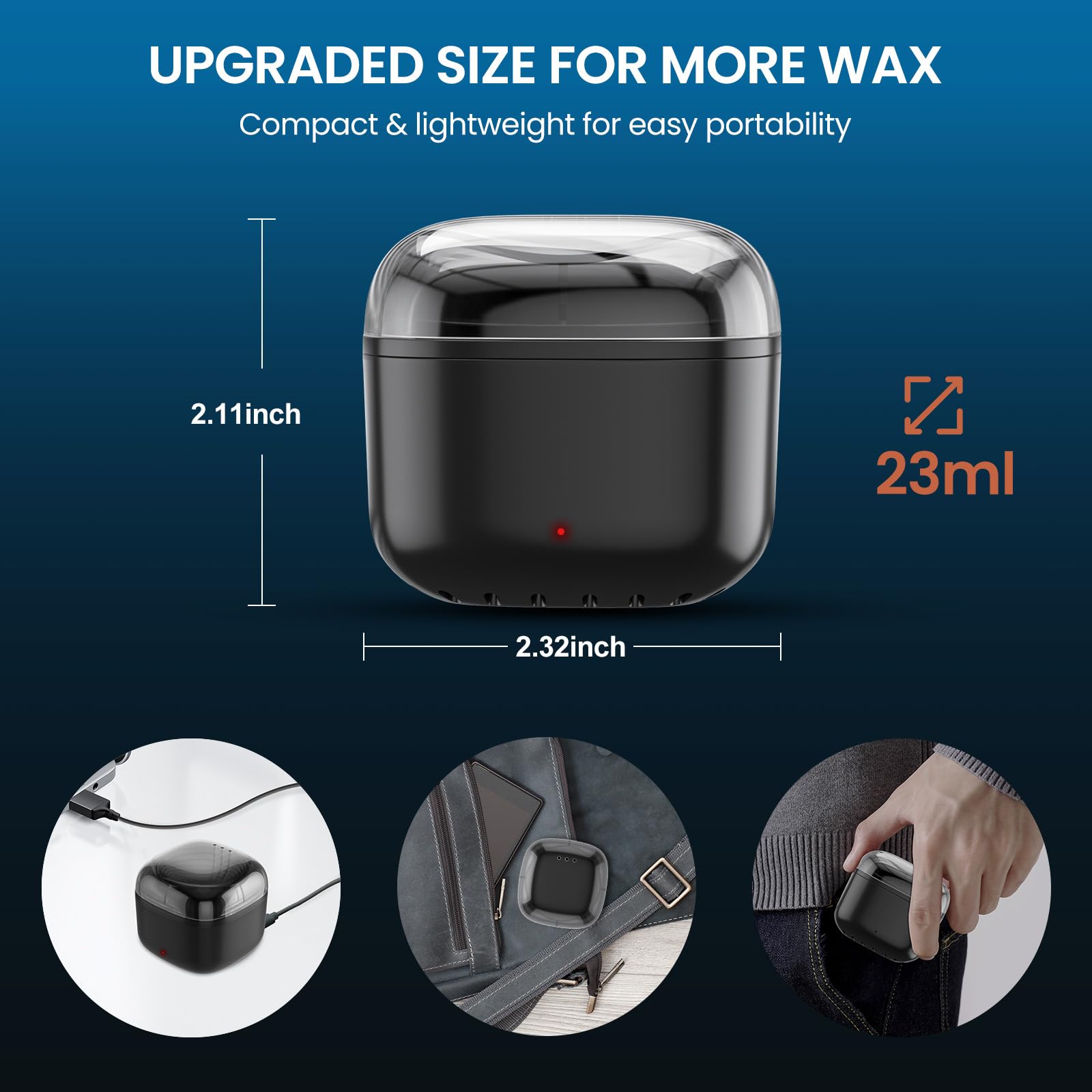 Nose Wax Kit Men, Nose and Ear Hair Waxing Kit with 100g Wax, 40 Applicators, Ear Hair Removal Kit, 20 Uses, USB Fast Heat, Smart Constant Temp, Upgraded Size, Multi-Accessories, White