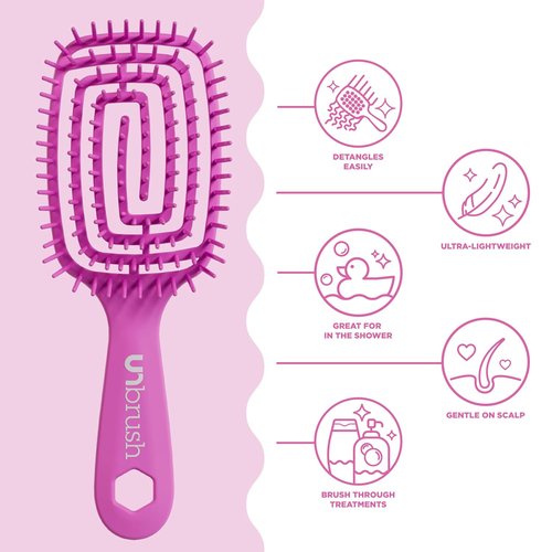 FHI Heat UNbrush Flex Detangling Brush - Ultra-Flexible Pain-Free Hair Detangler with DuoFlex Bristles