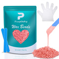 PURPESKY Hard Wax Beads, 2lbs Hard Wax Beans for Hair Removal, Brazilian Coarse Wax for Face, Leg, Bikini, Home Waxing Kit with Collapsible Bowl/Pot & Collapsible Bowl (Rose)
