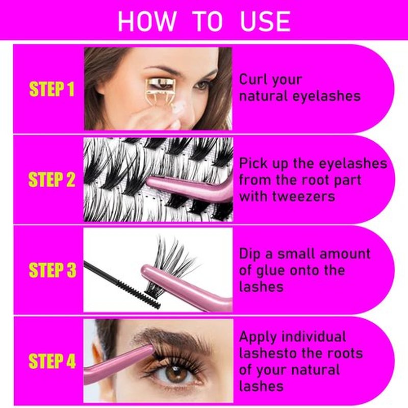 Cluster Lashes 240pcs 40D DIY Eyelash Extension D Curl Long Individual Lashes Mixed Tray Faux Mink Lash Clusters Extensions 0.07 Black (40D-0.07D-14-18mm)
