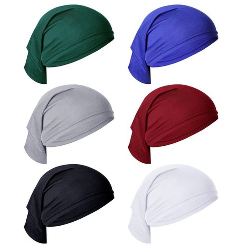 Sucrain 6 Pcs Tube Dreadlock Cap Elastic Wide Headband Braids Tube Sock Cap Unisex Spandex Satin Head Wrap Dreadlocks Accessories