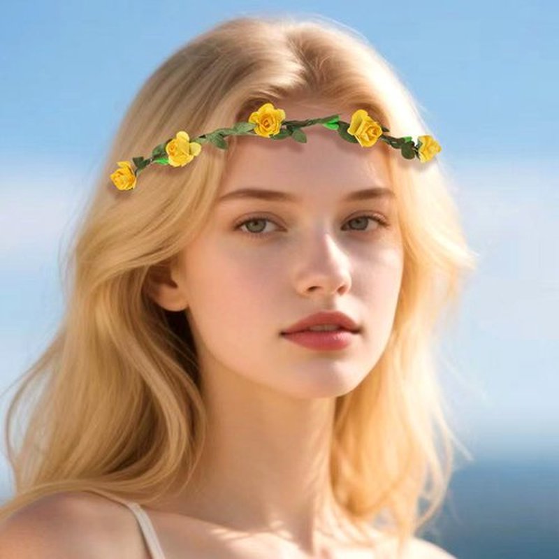 MIREZOYS 16 Pieces Flower Crown Headband Garland Floral Headbands Wreath Headpiece for Wedding Festival Vacation Fairy Party