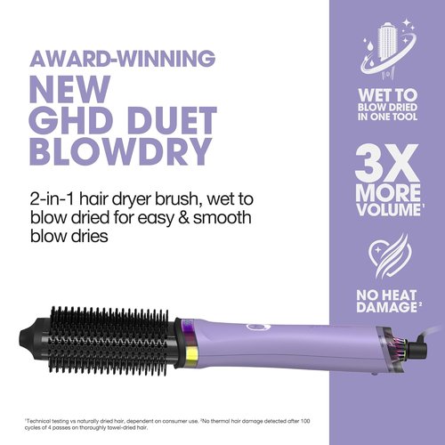 GHD Duet Blowdry Hair Dryer Brush - Achieve 3X Volume & 50% More Shine | No Heat Damage, Long-Lasting Results