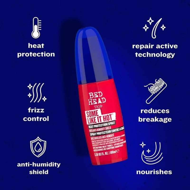 TIGI Bed Head Some Like It Hot - Heat Styling & Protection Spray | Anti-Humidity Shield, 3.38 fl oz