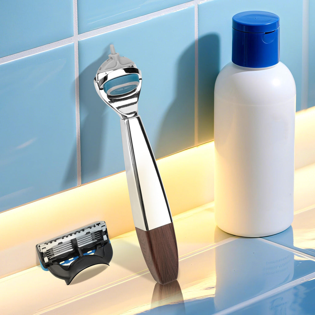 TOCCOOL Metal Replacement Razor Handle for Men, Compatible with Gillette Fusion 5 Proshield & Proglide Blades (Brown)