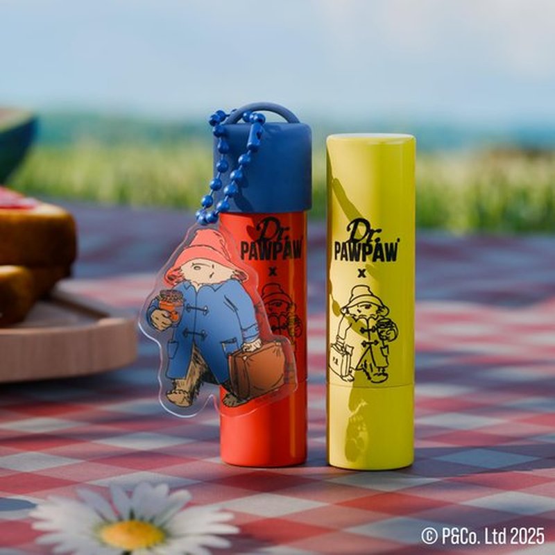 Dr. PawPaw Paddington Lip Balm Duo with Keyring - Original, Strawberry - Natural Balm with Aloe Vera - Gluten Free Lip Moisturizer to Hydrate - 2 pc