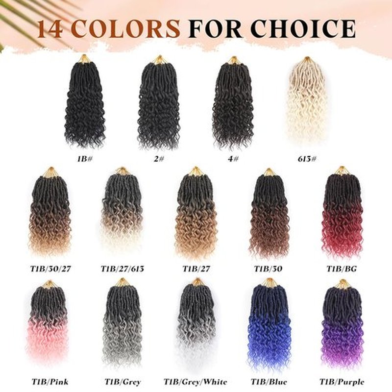 Short Deep Faux Locs Crochet Hair for Black Women-8 Packs 12 Inch Pre Looped Goddess Locs Crochet Hair With Curly Ends Prelooped Synthetic Crochet Braids,Lightweight& Natural Look(12",1B#)
