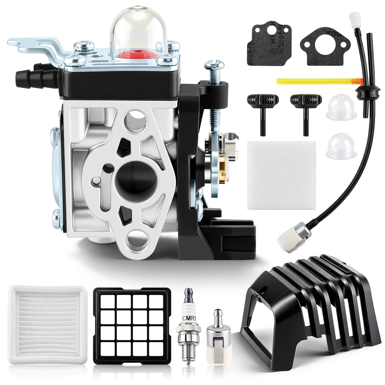 A021004601 Carburetor for Echo SRM-2620 SRM-2620T SHC-2620 PAS-2620 Trimmer SRM 2620 for Shindaiwa T262 C262 LE262 with SRM 2620 Air Filter V299000640 Fastener Knob & Fuel Line Tune Up Kit
