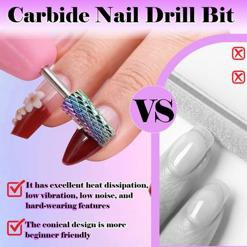 FANTEXY 3/32" Carbide Nail Drill Bit - 5 in 1 Cuticle Drill Bits for Nails, Safely Drills Bits for Remove Acrylic Hard Gels,Nail Drills Tip for Manicure Pedicure Gel Polishing (Medium - M)
