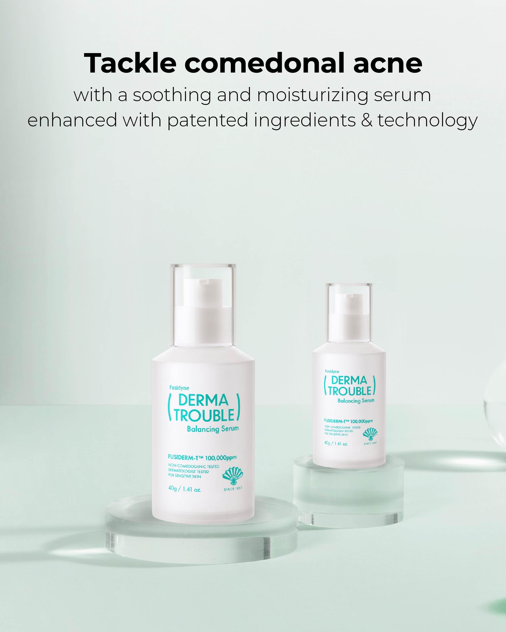 Fusidyne Derma Trouble Balancing Serum (1.4oz) - Korean Skin Care Serum with Fusiderm-T 100,000ppm to Help Support Moisture and Oil Balance for Acne-Prone Skin