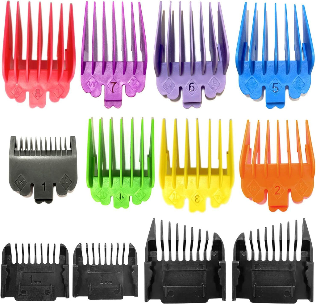 SUNJCO 12 Pack Clipper Guards Set for Limural K11S/ Novah HCL-001/ Surker K7S/K9C/K9S - 1/24" to 1", Multiple Colors