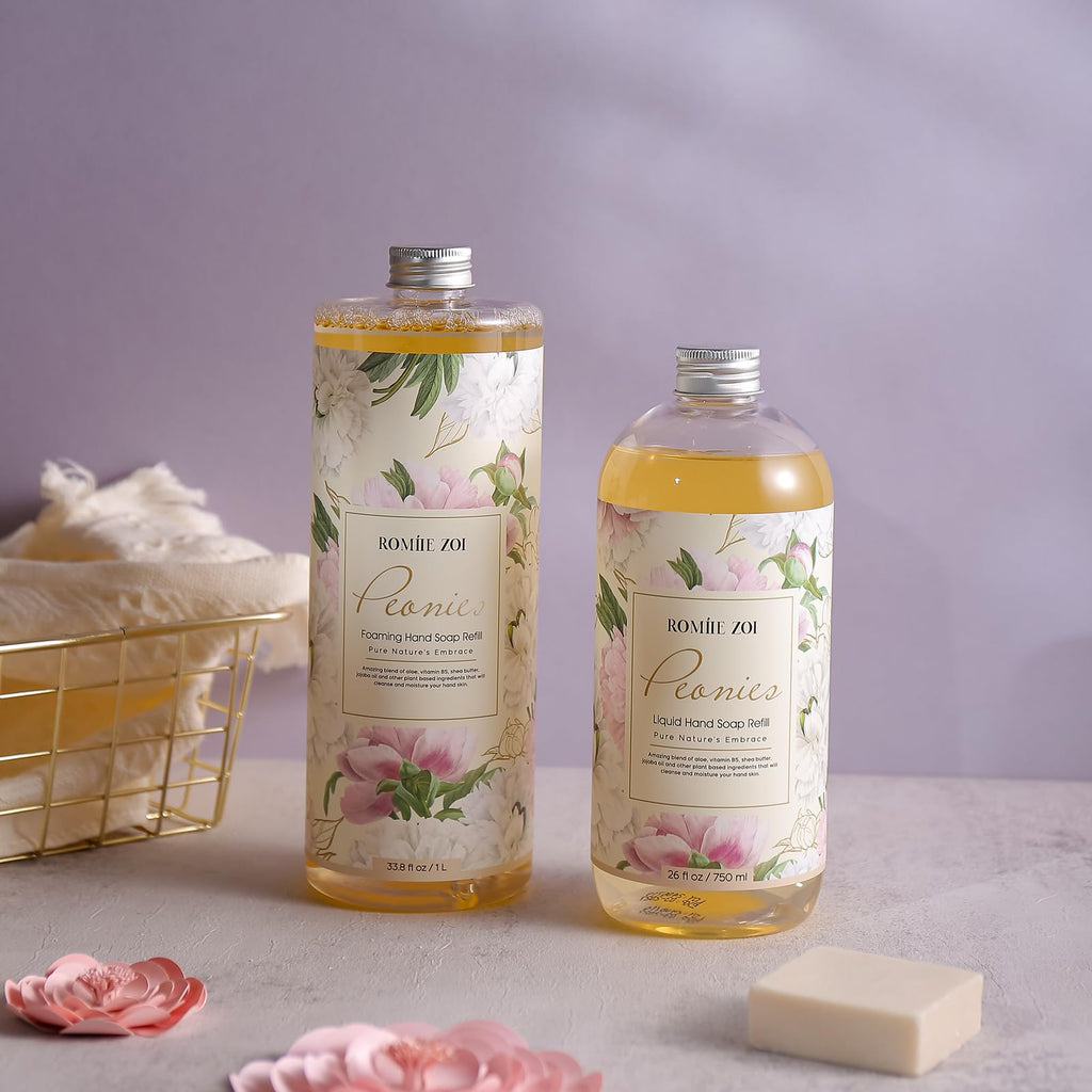 ROMIIE ZOI Foaming Hand Soap Refill, Peony, Gentle & Moisturizing Formula, 1 L/ 33.8 FL OZ