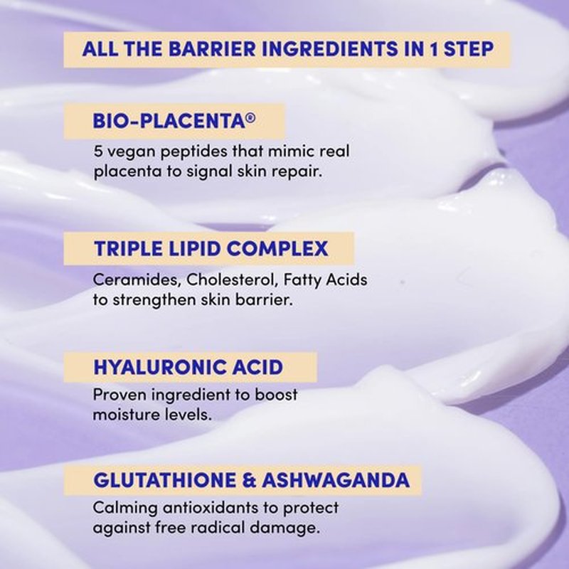 LION POSE PEP TALK Bio-Placenta Barrier Repair Cream for Redness & Dryness, Body and Face Moisturizer, Ceramide Barrier Repair Moisturizer Infused with Glutathione and Ashwagandha, 1.7 fl oz