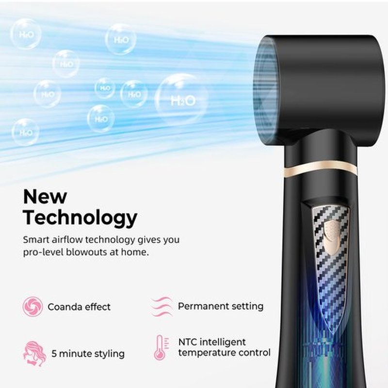 Atopskins 5 in 1 Hair Dryer Brush - Ionic Hot Air Styler for Fast Drying Auto Curling, 3 Heat Settings Blow Dryer, Frizz-Free Shine All Hair Types Hair Styling Tool Gift for Women (Black)