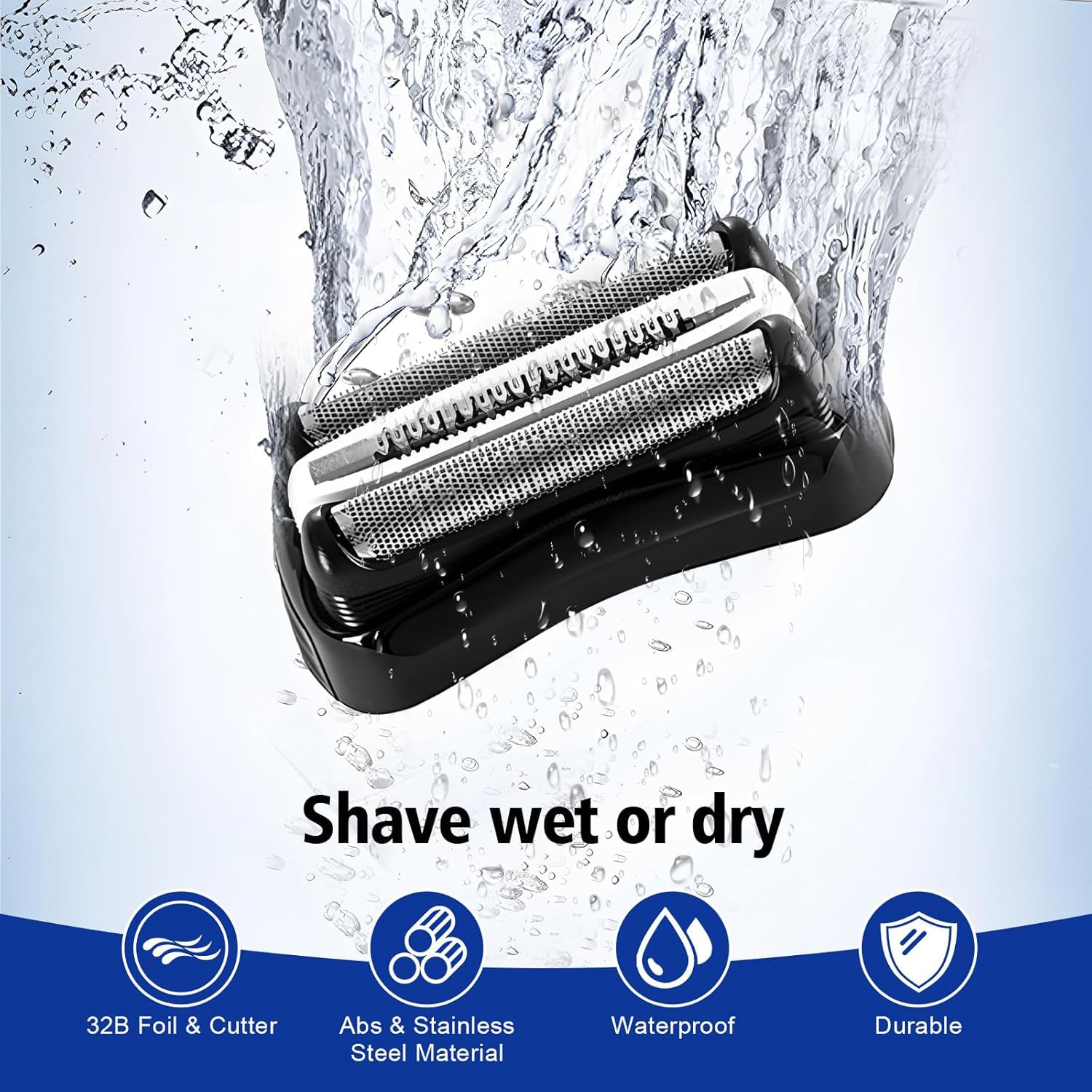 32B Series 3 Electric Shaver Replacement Head Accessories for Braun S3 Foil & Cutter Razor Heads, Applicable for Braun S3 3040s 3010s 310s 3000s 3050cc 3080s 390cc Etc