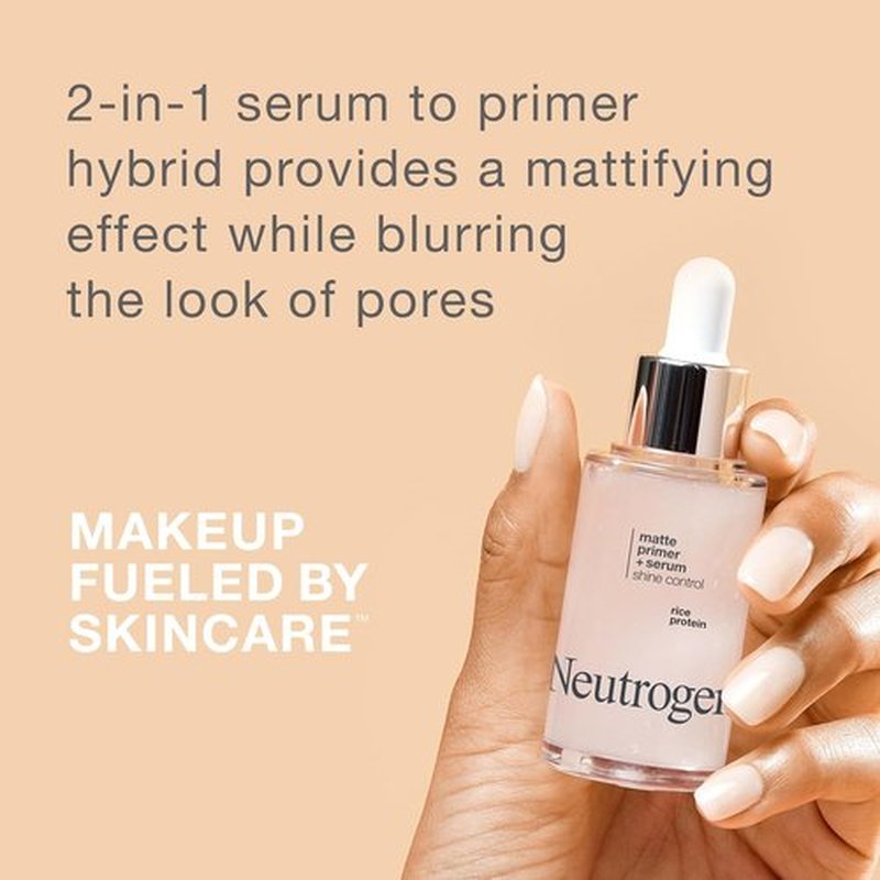 Neutrogena Shine Control Matte Booster | Skin-Mattifying Primer Serum with Rice Protein, 1.0 fl. oz