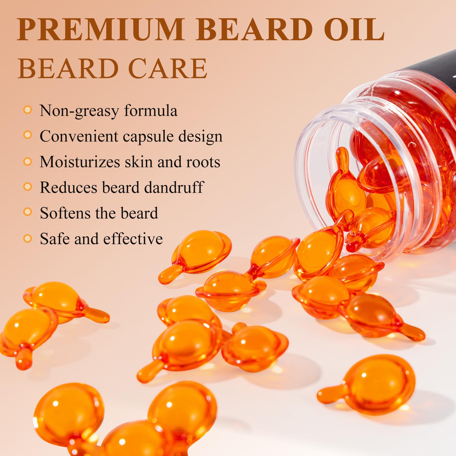 Varolan Beard Oil Capsules for Men,Natural Cedarwood Mens Beard Oil,Naturally Derived Conditioner with Argan Oil,Grapeseed Oil,Jojoba Oil and Vitamin E for Softening and Moisturizing Beard