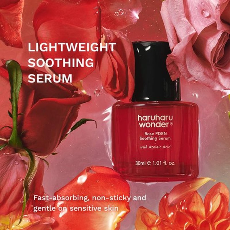 haruharu wonder Rose PDRN Soothing Serum with Azelaic Acid, Redness Relief, Barrier Repair, Bulgarian Rose, Lightweight Formula for Sensitive Skin, Fragrance Free, Korean Skincare, Vegan, 1.01 fl.oz