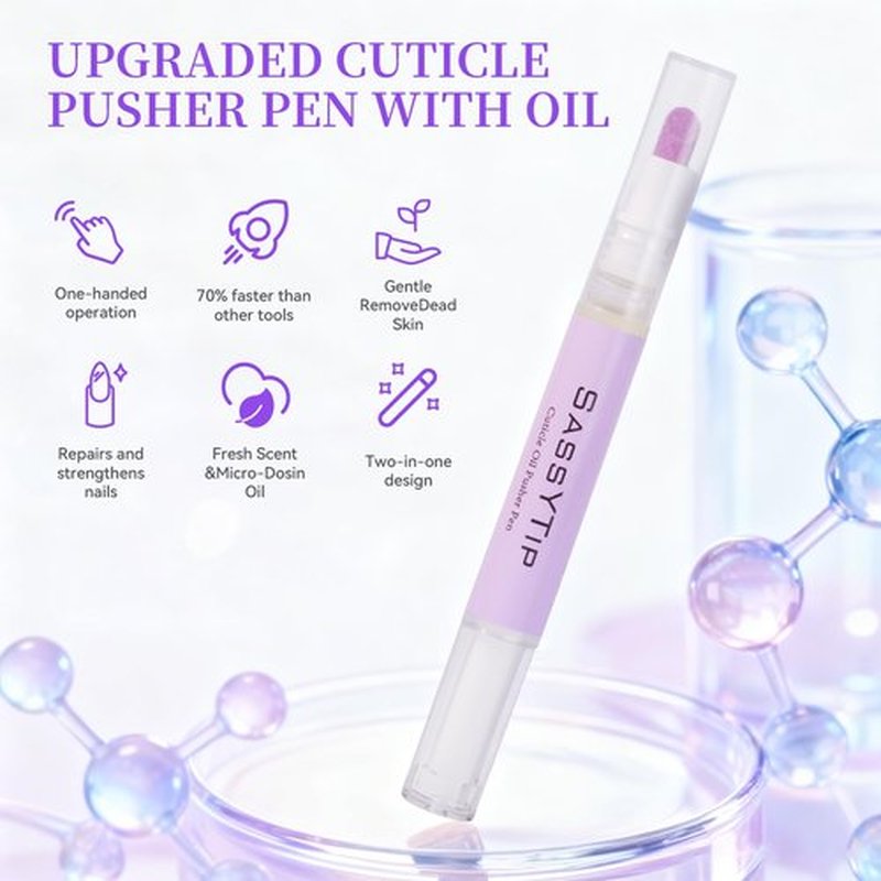 SASSYTIP Ceramic Cuticle Pusher & Oil Pen, 2ml Rose/Lavender/Fragrance Free Scented Nail Care Pen, Gentle Cuticle Remover for Dry & Damaged Nails, Moisturize Strengthen Brighten (Pink&Purple)