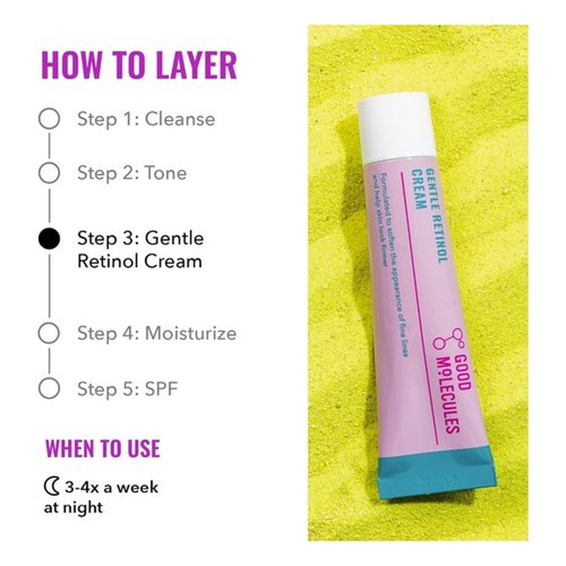 Good Molecules Gentle Retinol Cream - Anti-Aging Night Cream with Bakuchiol for Fine Lines & Wrinkles